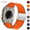 Магнитный нейлоновый ремешок для Apple Watch Ultra 3 2 ремешки 49мм 44мм 46мм 45мм 42мм correa Браслет iWatch Серии 11 10 9 8 7 6 5 SE3 Ремешок