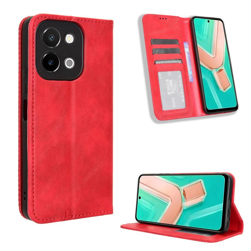 Flip Cover For Vivo Y28 4G Leather Case [Flip Vintage Leather] Shockproof Durable Retro Phone Case