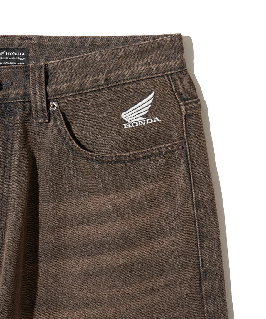 PHYPS MOTORCYCLE Wing Logo Denim Pants Brown