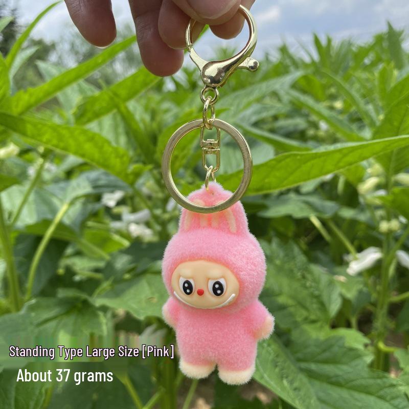 Flocked Labubu Mini Keychain & Car Pendant