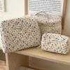 Storage Makeup Case Bags Women's Lovely Floral Stitching Corduroy Cosmetic Bag for Skin Care Ltems Lipsticks Accessories