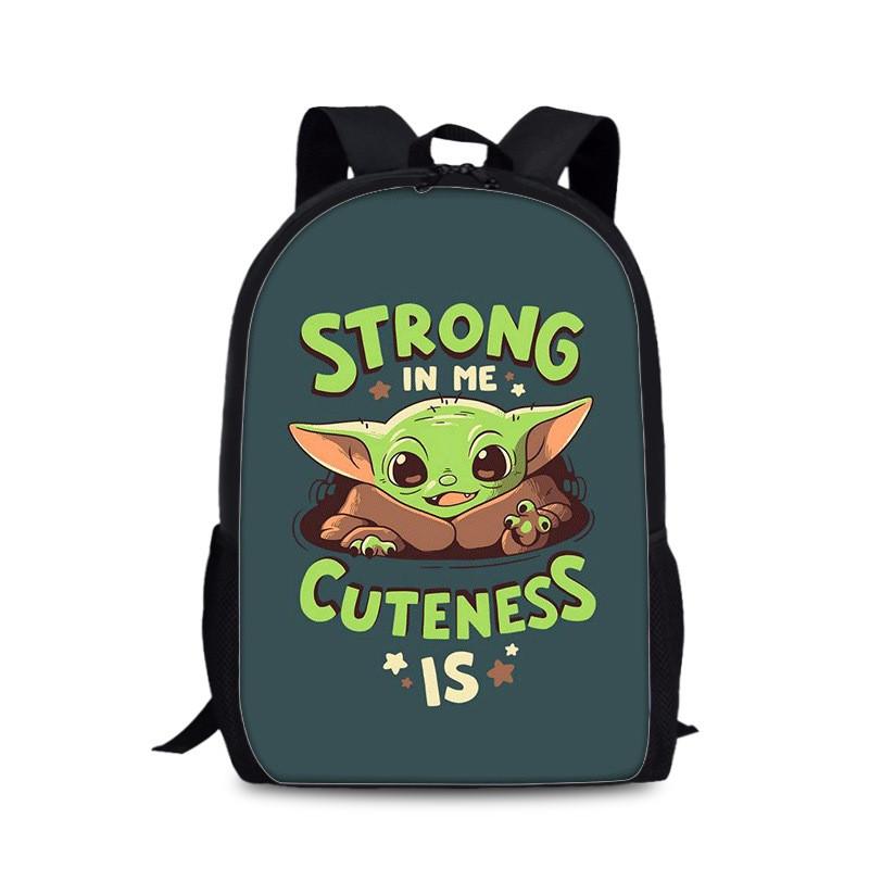 Mandalorian Grogu Double Strap Backpack For Children With Durable Nylon Material