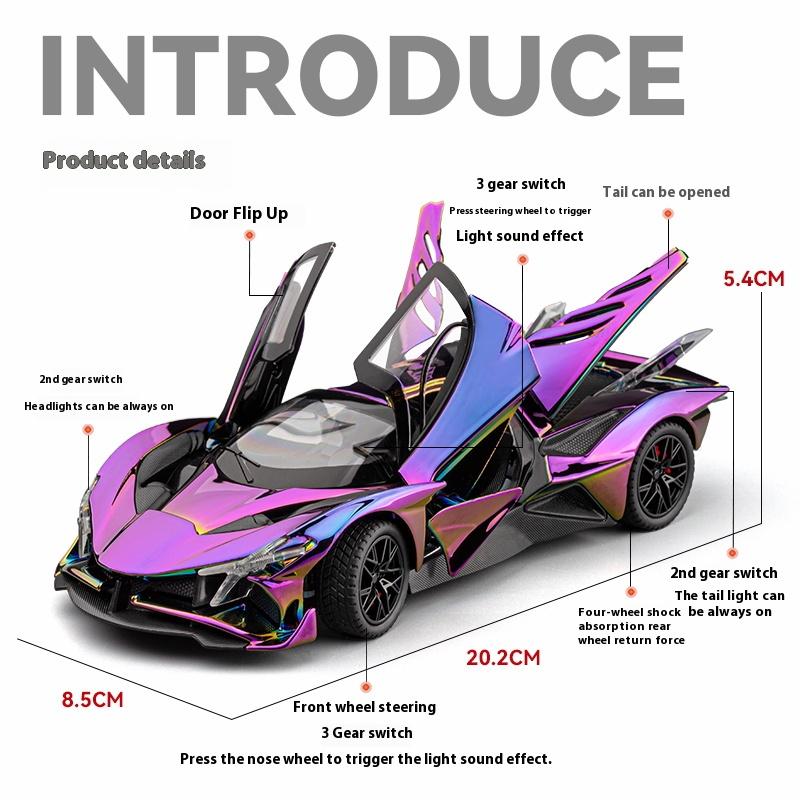 Simulation 1/24 Apollo EVO Plating Alloy Car  Sound and Light Children's Toy Car  Sports Car Model Collection Ornament Gift