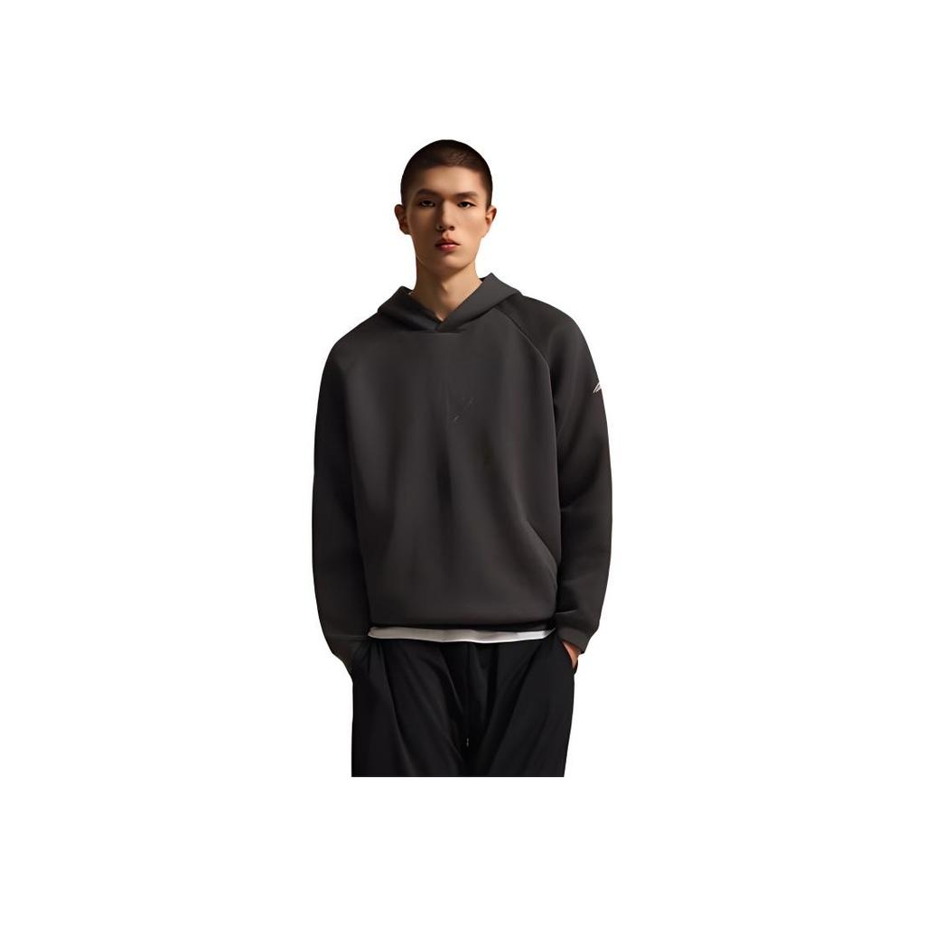 Li Ning Basketball Series Sports Casual Solid Color Simple Hoodie Men Hoodies Black Chocolate AWDV229-3