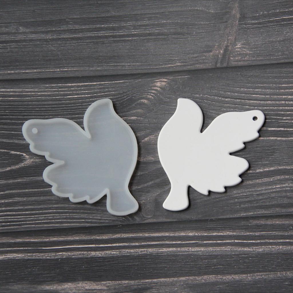 Flexible Silicone Dove Hanging Tag Molds Hanging Ornament Mold Suitable for Craft Baking Party Decor and Holiday Present