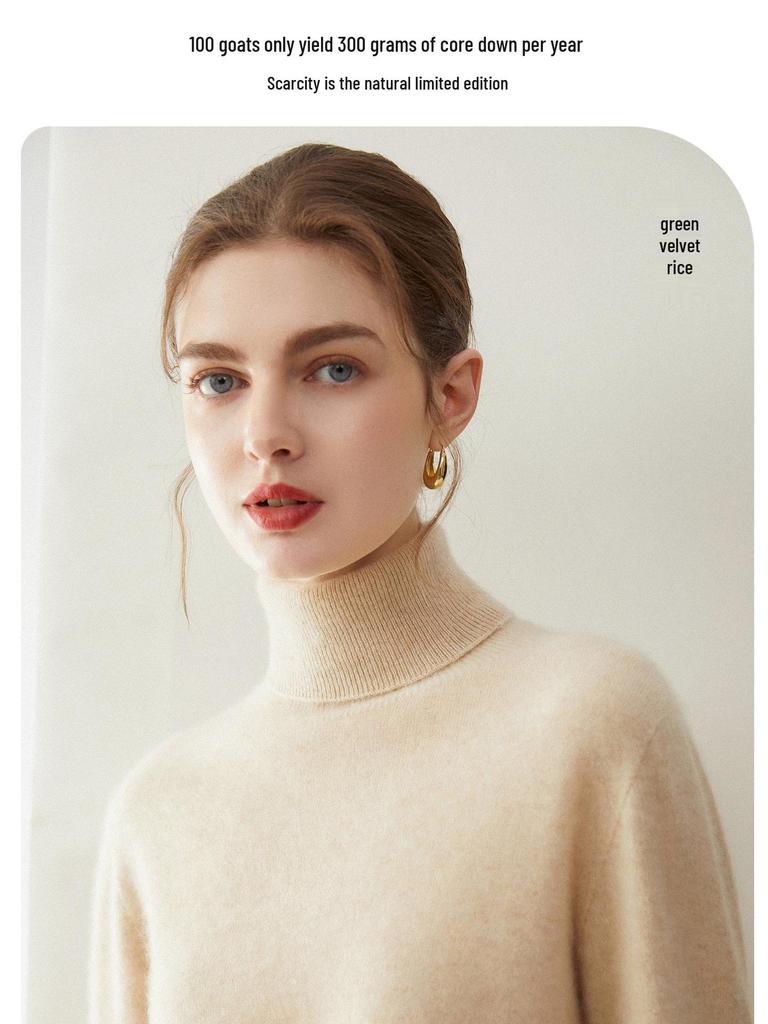 Women's High Neck 100% Pure Cashmere Sweater - Autumn/Winter Loose Pullover Knitwear