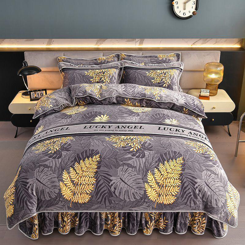 G5Z9 Jin Double-Sided Thickened Velvet Four-Piece Bedding Set for Weddings