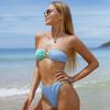 Two-piece Color-blocking Bikini Swimsuit Female Sexy Small Pit Strip Swimsuit