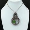 Дерево жизни Медный кулон с бирюзой и зеленой медной проволокой, подвеска с драгоценным камнем, плетеная вручную проволока, подарок для женщин, ювелирные изделия из меди