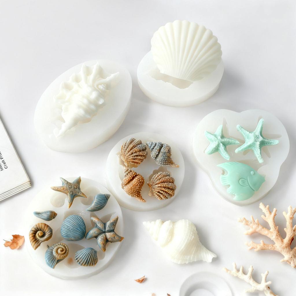 Ocean Series Shell Conch Starfish Silicone Mold DIY Aroma Gypsum Epoxy Resin Mold Handmade Soap Mould