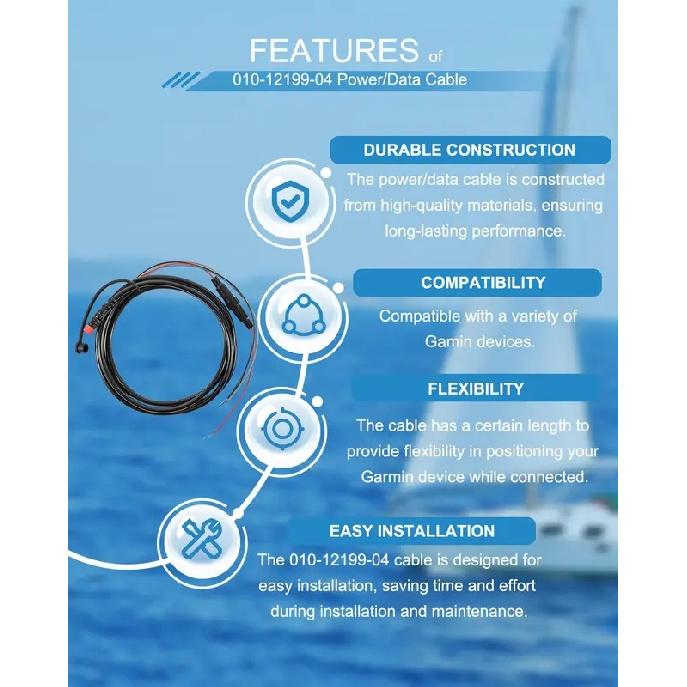 010-12199-04 Power/Data Cable 4-Pin Replaces for Garmin Striker Echo, Striker Plus, Striker 4, Fishfinder, Echomap