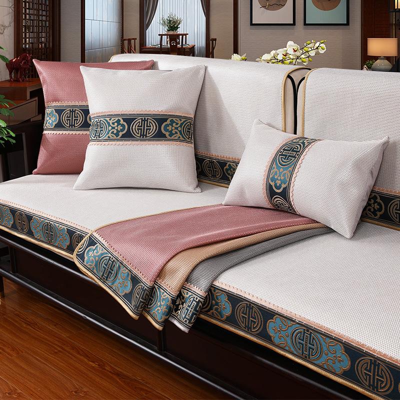 Летний нескользящий высококачественный комбинированный чехол для дивана из цельного дерева, чехол для сиденья из ледяного шелка, полотенце на спинку