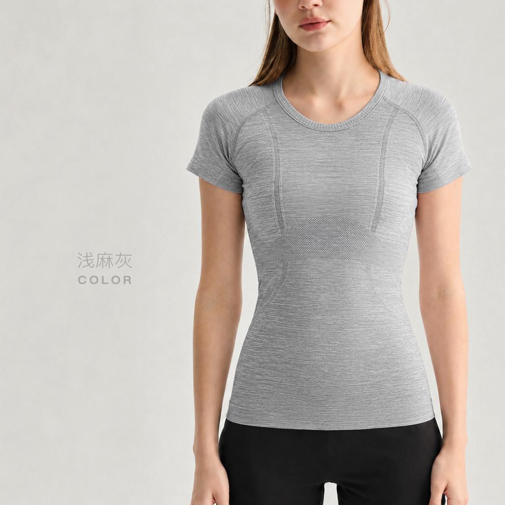 Sports short-sleeved women's slim and thin elastic seamless running training clothes Pilates fitness tops Yoga clothes T-shirt