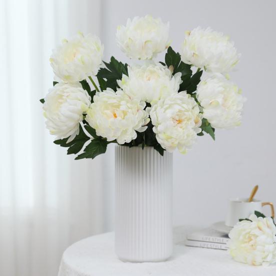 2 Pcs Artificial Chrysanthemum Stems Realistic Fake Chrysanthemum Faux Flower with Flexible Stem for Floral Arrangement Table Centerpiece