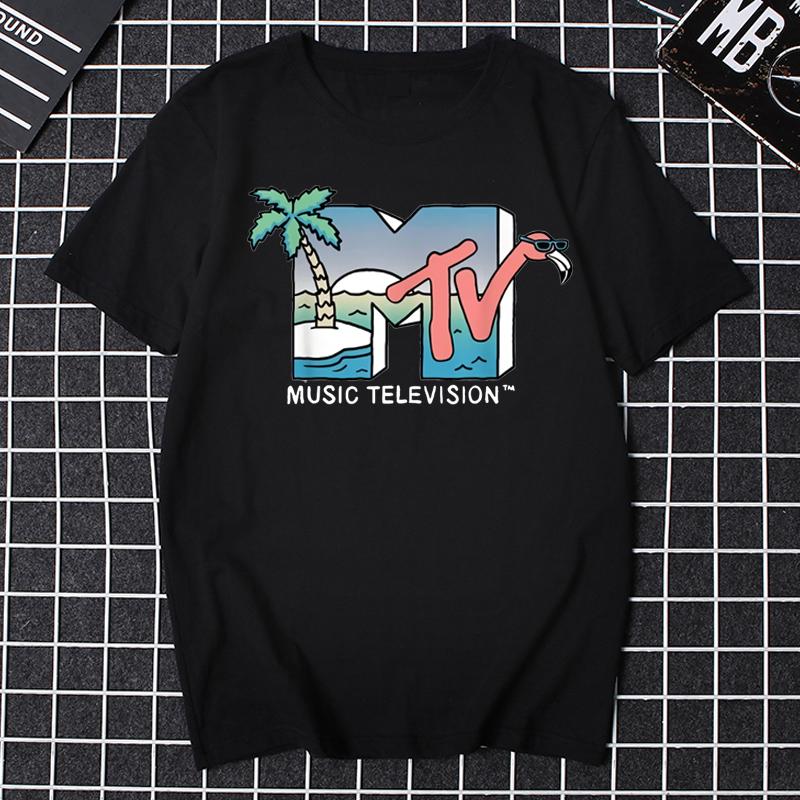 Men Clothing Retro T Shirt Vintage Rock Hip Hop Tv T Shirt Summer Unisex Casual Tshirt Mtv Music Television Graphic Tshirts Tees