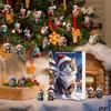24 Piece Cat Christmas Advent Calendar Set - 2D Acrylic Cute Kitten Ornaments for Tree, Window, Wall, Door, Car Rearview Mirror