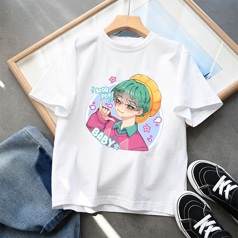 KPop Demon Hunters Child T-shirt Anime Character Print Short Sleeve Tees Girls' Summer Casual Tops Kids Birthday Gifts