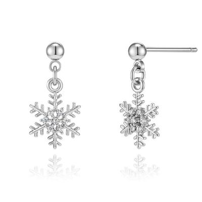 Серьги-снежинки из белого золота 14 карат от ELLE Jewelry (Золотая булавка) ELGPEE418
