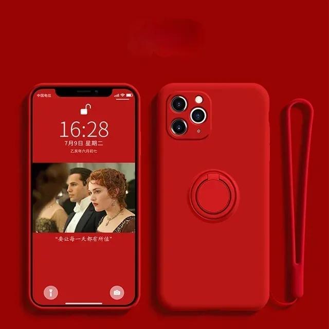 Чехол-держатель с кольцом из жидкого силикона для Samsung Galaxy S25 Ultra S24 S23 S22 S21 FE Note 20 Plus Edge Cover С ремешком на запястье