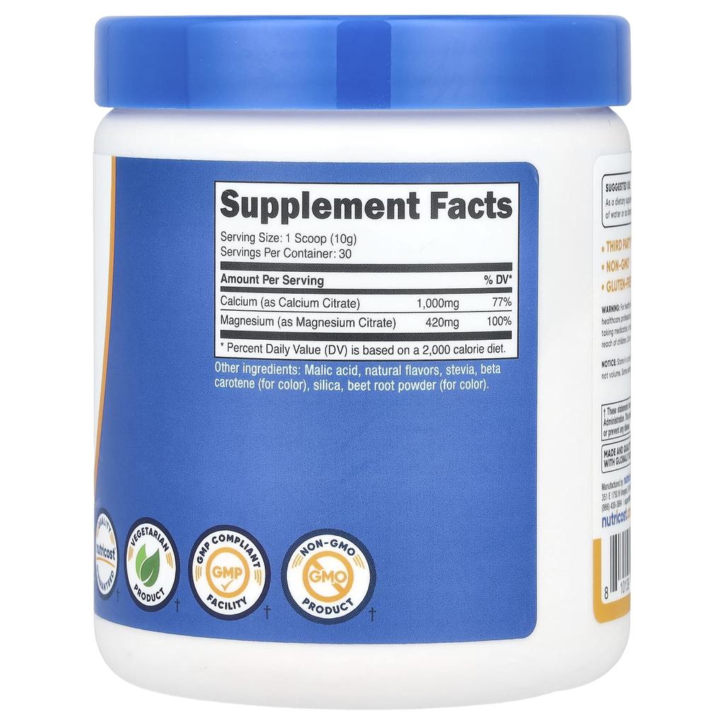 Nutricost Calcium and Magnesium, Peach Mango, 10.7 Oz (300 G)