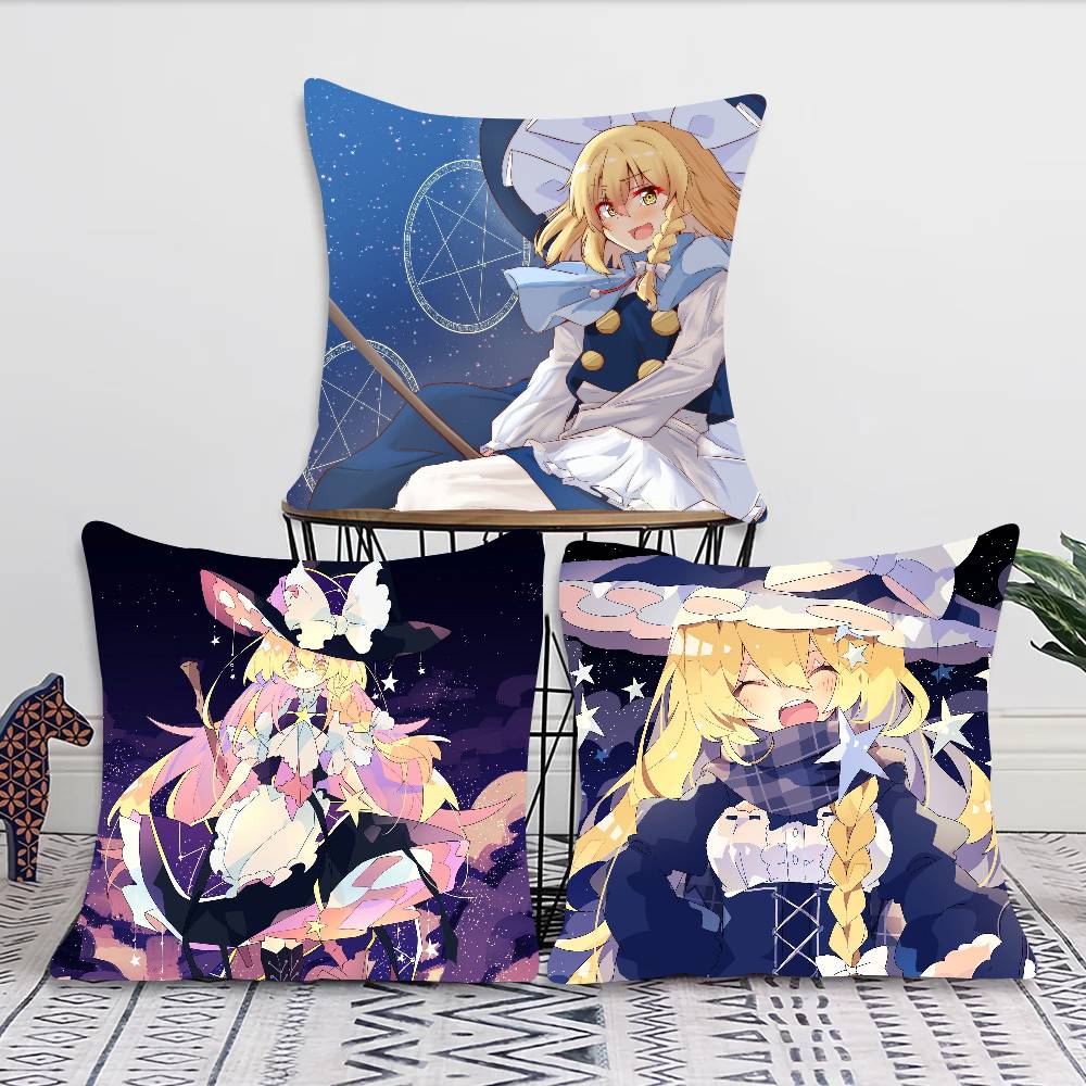 Marisa Kirisame Comic Game Touhou PProject Pillow Case Fashion Square Pillowcase Bedroom Sofa Room Ins Decoration Leisure