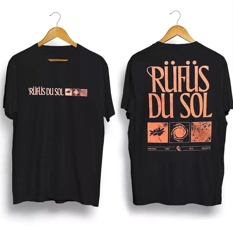 Американский Винтаж Rufus Du Sol 2025 Концертная Футболка Унисекс Летняя Новая Уличная Одежда Мужская и Женская Футболка - Мужская Летняя Хлопковая...