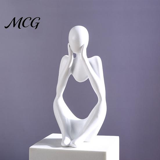 Minimalist Art Statue Thinker Statue, Modern Abstract Sculpture, 3D Printed Home Office Decoration Collectible Figurine for Bookshelf Desktop