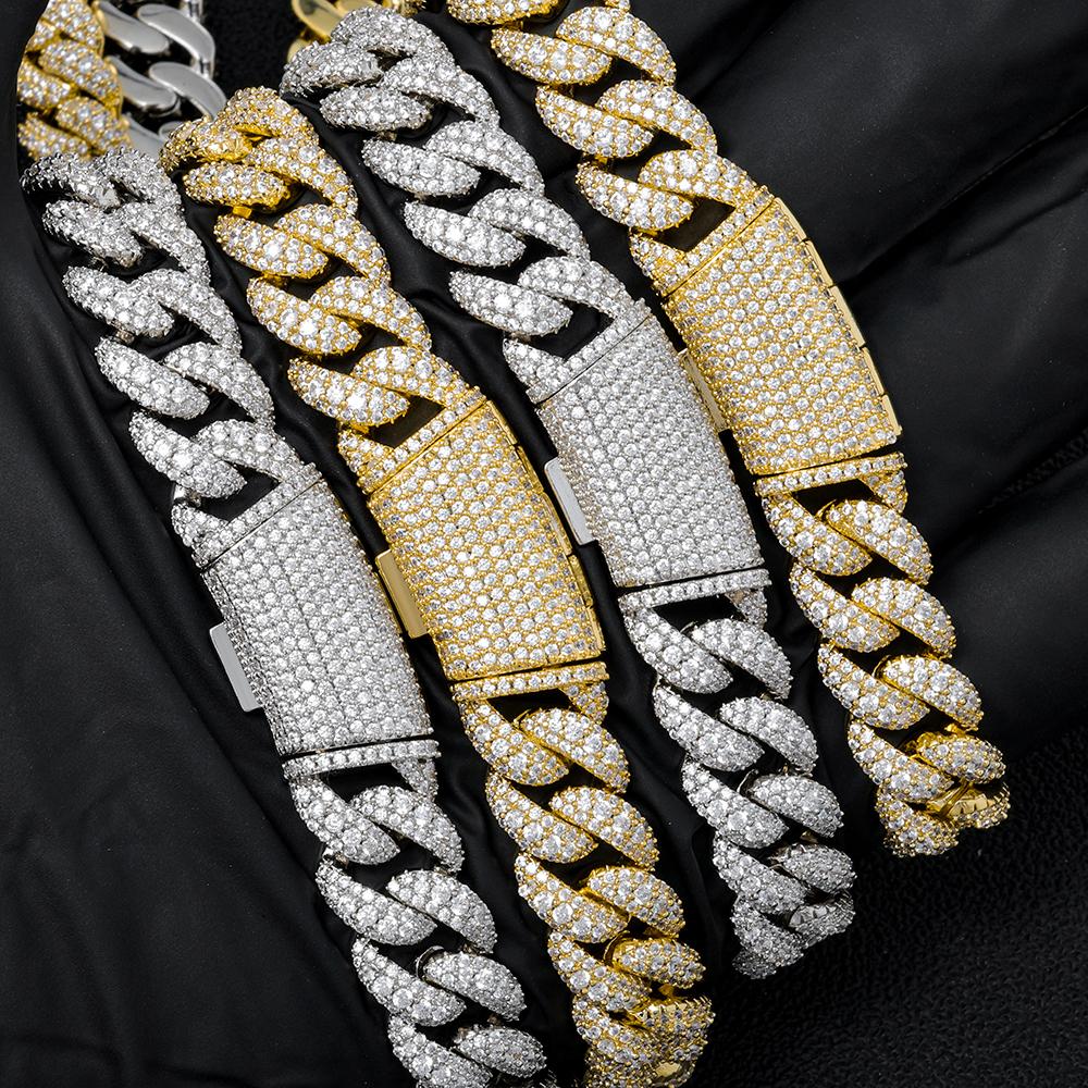 Custom 11mm Exquisite Cuban Bracelet Iced Brass Inlaid with 3 Rows of Zircon Hip Hop Sparkling Men and Women Jewelry Gifts