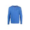 Polo FW22 Solid Color Small Pony Embroidered Cable Knit Crew Neck Long Sleeve Sweater Men Sweater Blue 710775885-037