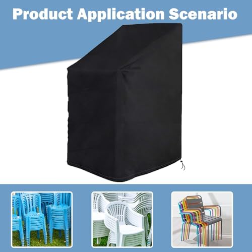 Rouzin 2 Pack Patio Chair Covers Waterproof 420D Stackable Outdoor Chair Cover Windproof Winter Protection 75x75x80/120cm