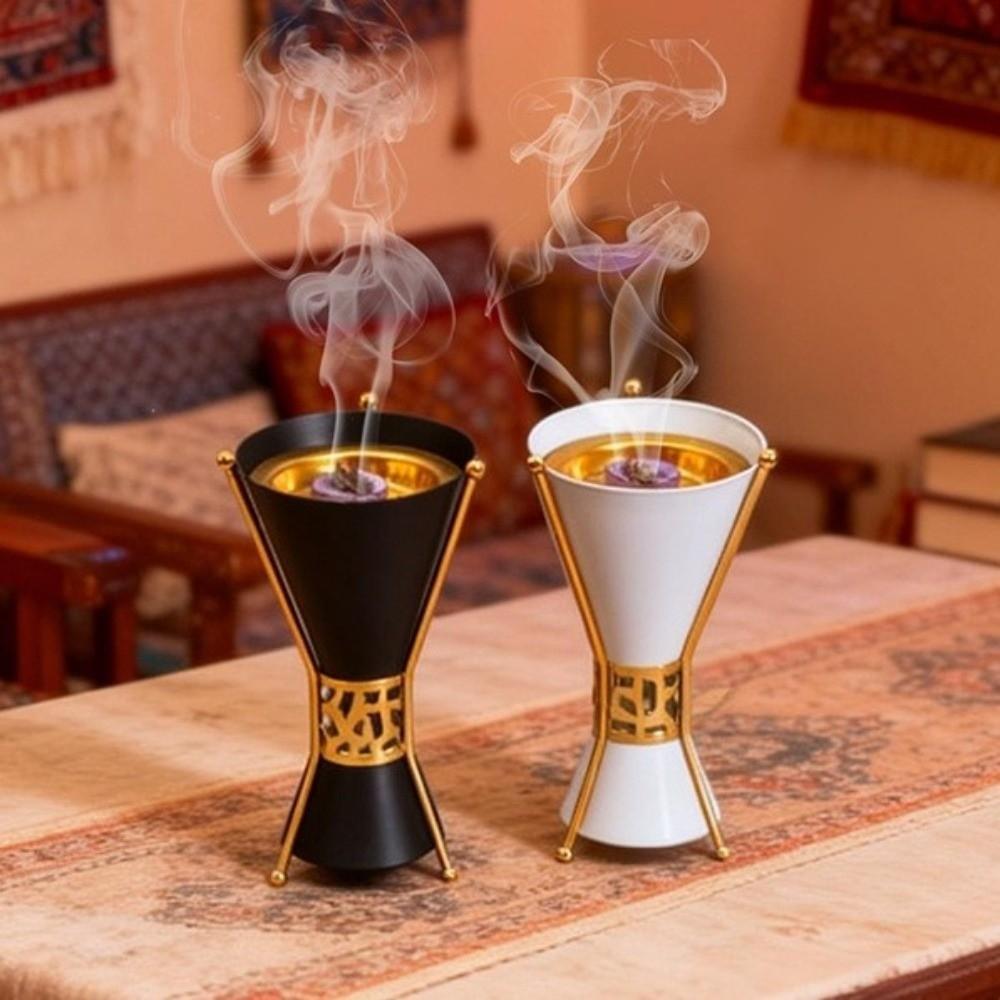 Retro Arabic Incense Burner Taper Iron Art Ramadan Incense Holder Middle Eastern Style Decorative Stand Censer Ornament Ramadan