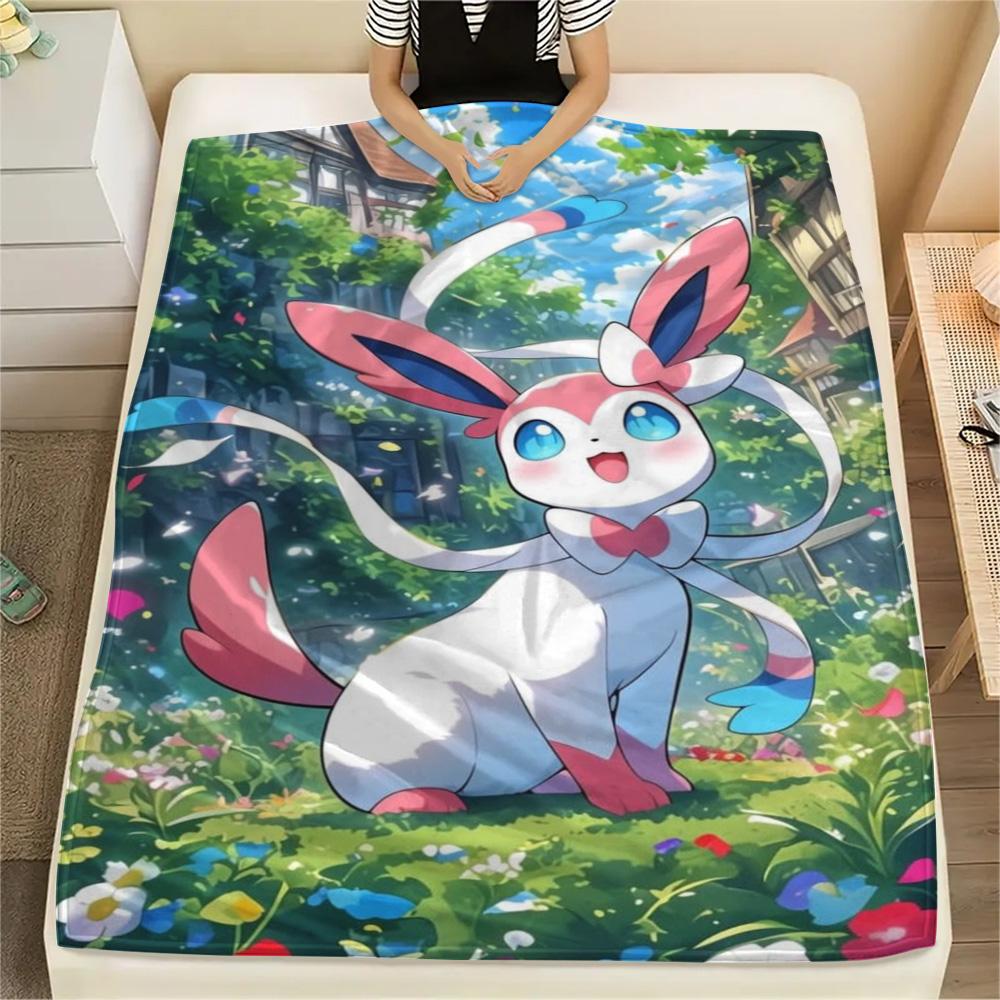 Sylveon Home Flannel Blanket Print Style for Bed Sofa Travel Picnic Outdoor.-TING