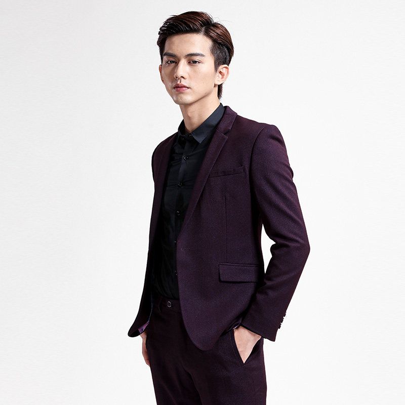 Menseye Menseye Purple-Red Slim-Fit Suit