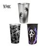 Gothic Style Metal Water Cup Thermochromic Color-Changing Cup, Horror Theme Cold Drink Spooky Prison Hand Design Mug Tumbler, Wide Mouth for Halloween