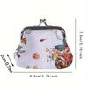 1pc Kiss Lock Coin Purse, Women's Stylish Small Canvas Floral Pattern Storage Bag Ofr Keys & Lipstick