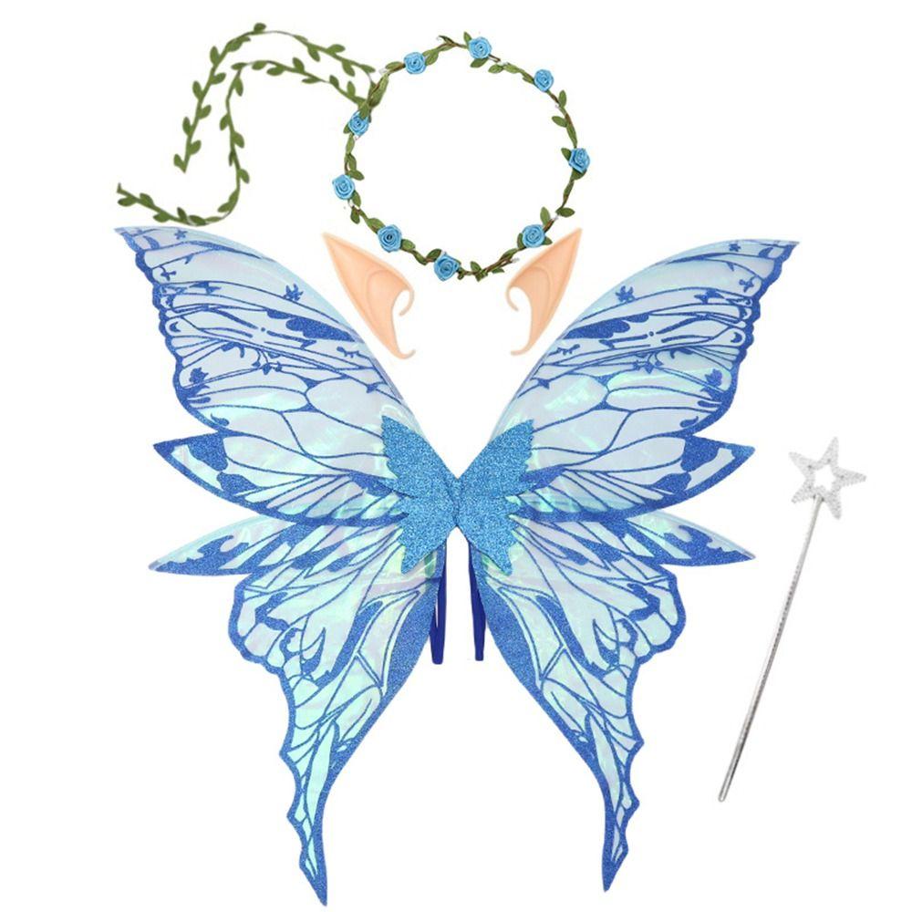 Набор костюма феи «Звездная палочка», цветочная корона, сверкающие крылья ангела для детей и взрослых