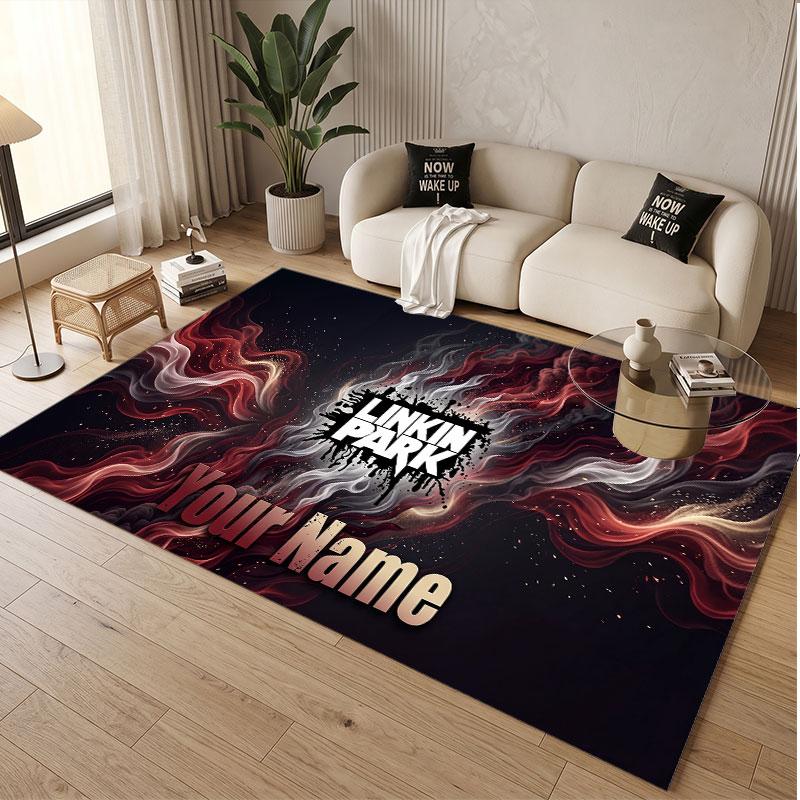 Custom Rug Linkin Park Pattern Print Name Text Soft Non‑Slip Floor Carpet for Home Indoor Decoration