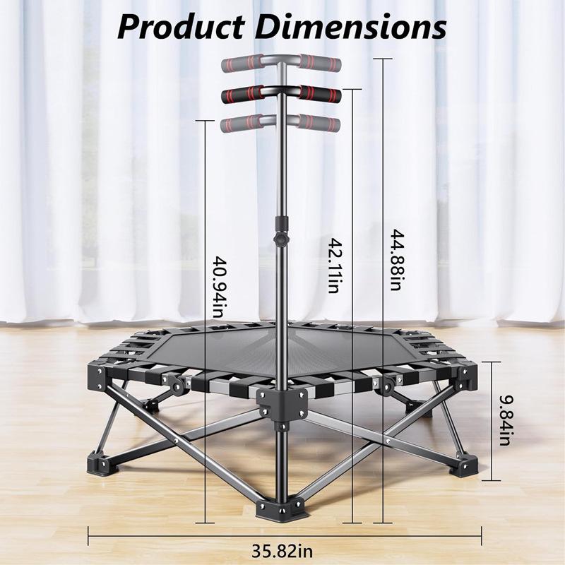 Складной фитнес-батут, регулируемый батут для помещений/улицы для взрослых, детей и домашнего спортзала и домашних тренировок.