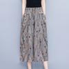 Summer Wide Leg Pants Women Plus Size Loose Vintage Print High Waist Oversize Pants Middle-aged Women's Clothing