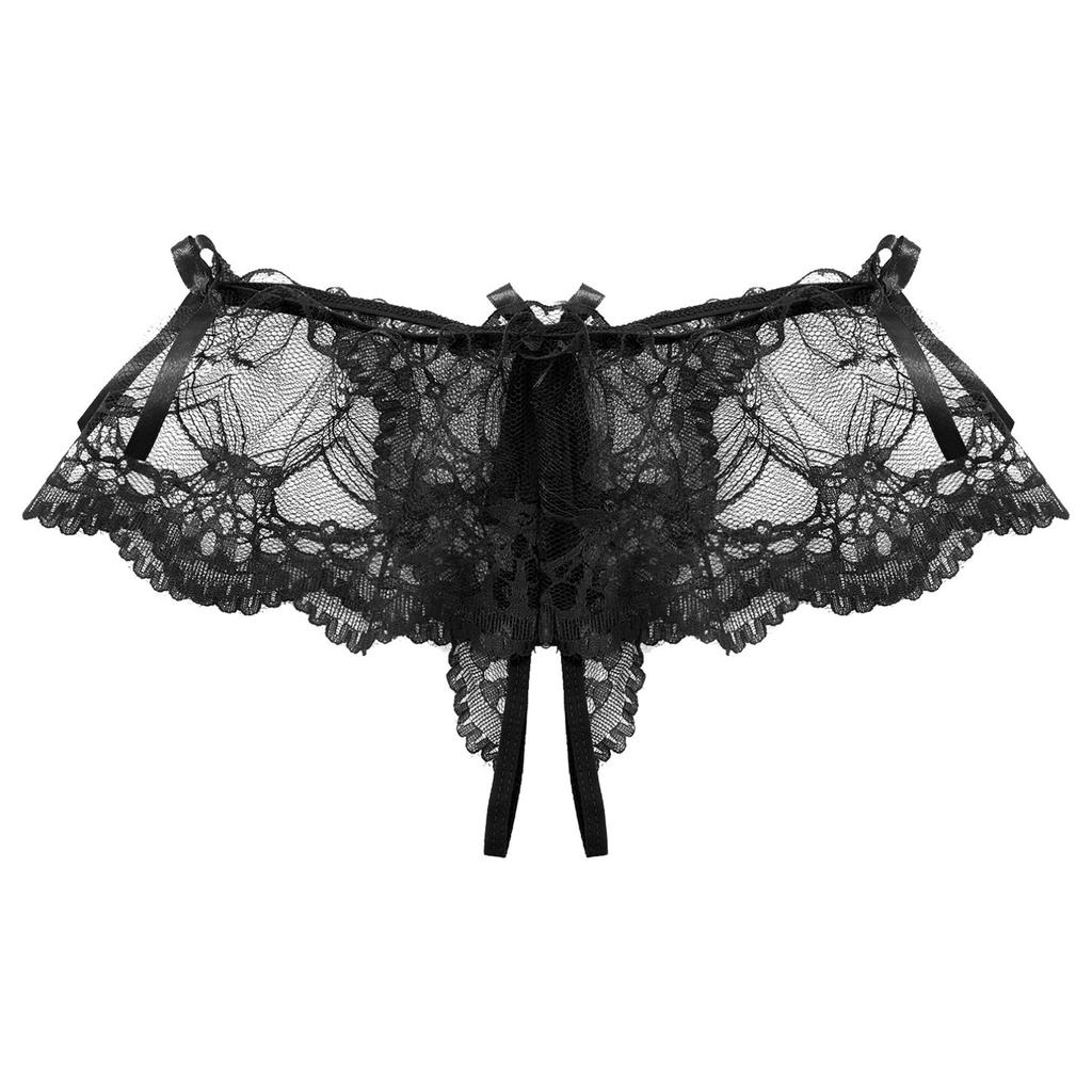 Мужские сетчатые прозрачные кружевные юбки, стринги-стринги, трусы с Т-образной спинкой и бантом, нижнее белье