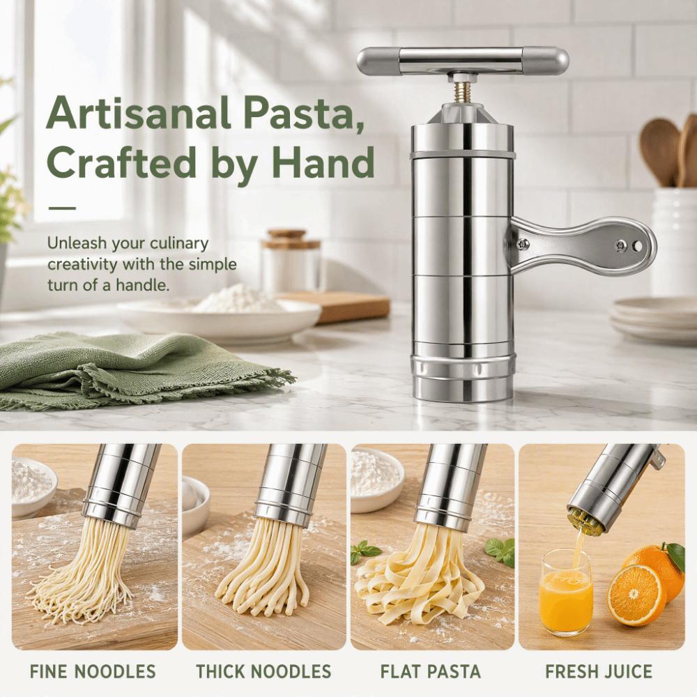 Stainless Steel Manual Pasta Maker Manual Operation Noodle Machine Homemade Noodle Making