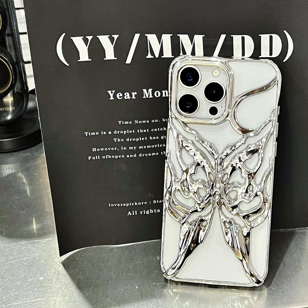 3D Бабочка Огонь Рассеивание Тепла Чехол для Телефона Для iPhone 16 15 14 13 12 11 Pro Max 16E Гальванизированный Ударопрочный Мягкий Чехол