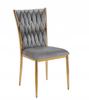 Velvet dining chair, interwoven, gray, gold frame, glamour Furnitex