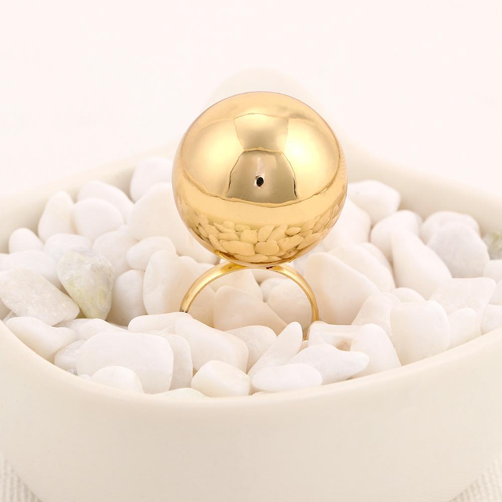 Золотистого цвета Девочки Открывающиеся Регулируемые Украшения Женские Кольца Женские Большие Металлические Шарики Мода