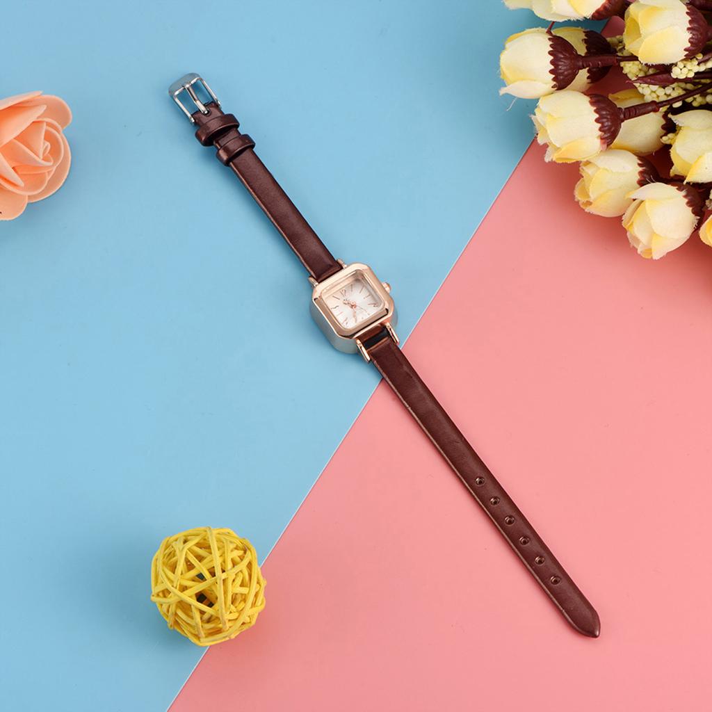 Модные женские кварцевые наручные часы с аналоговым ремешком из искусственной кожи (коричневый)