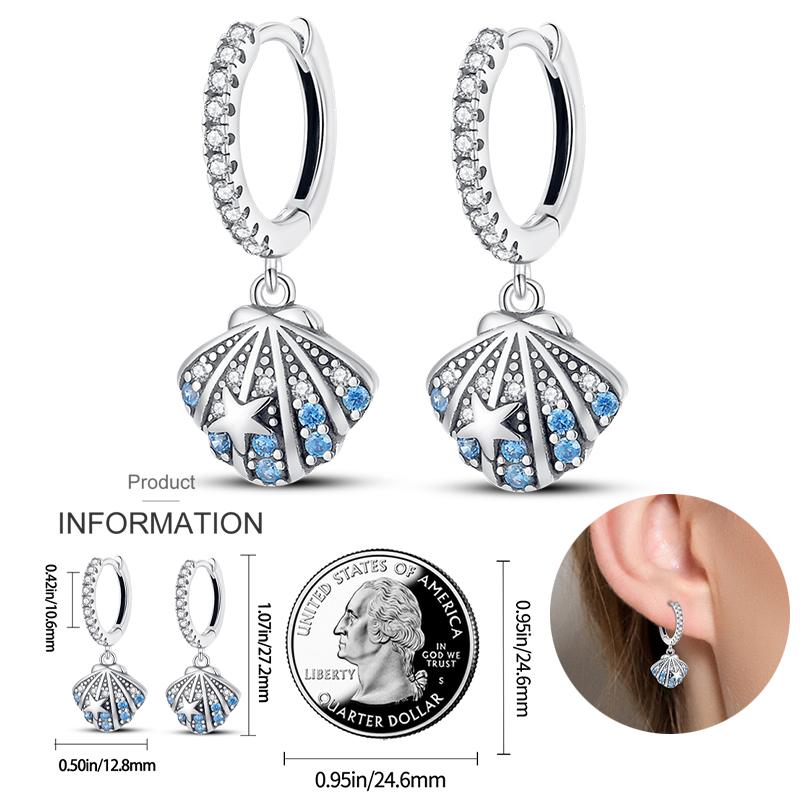 2023 Серебряные светящиеся серьги-ракушки для женщин с фианитами в форме сердца, звезды и луны, серьги-кольца для помолвки и свадьбы