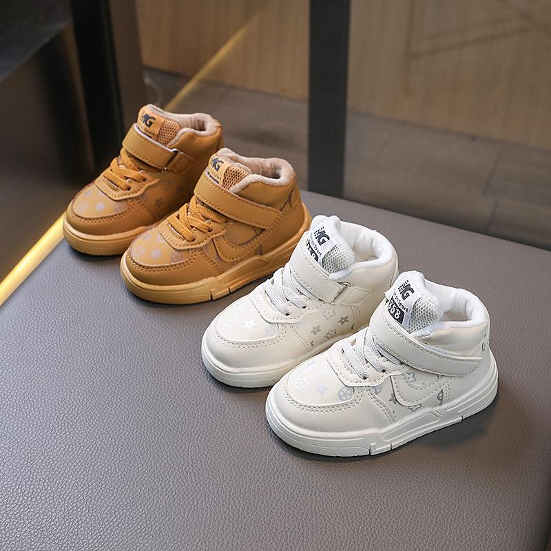 Fleece Sneakers Two Cotton Medium and Small Children's Versatile Board Shoes Boys and Girls Casual Shoes Cotton Shoes