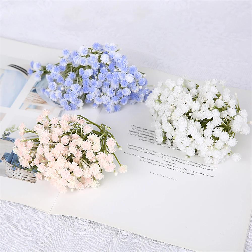 10PCS Plastic Artificial Baby's Breath Clusters Flowers Head Gypsophila Flowers DIY Wedding Bride Flower Crown Hair Accessories