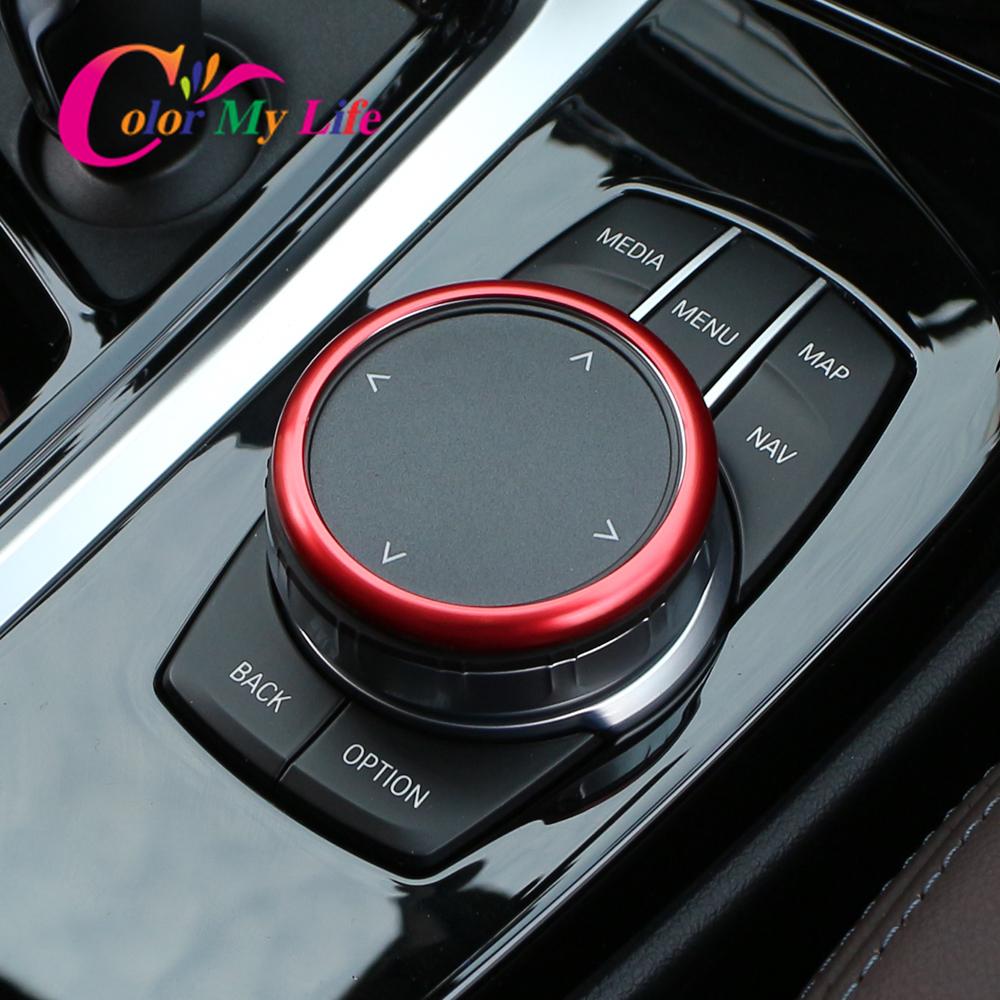 Car Control Multimedia Knob Button Decorative Cover Trim Ring Sticker for BMW 5 Series G30 G38 X3 G01 X4 G02