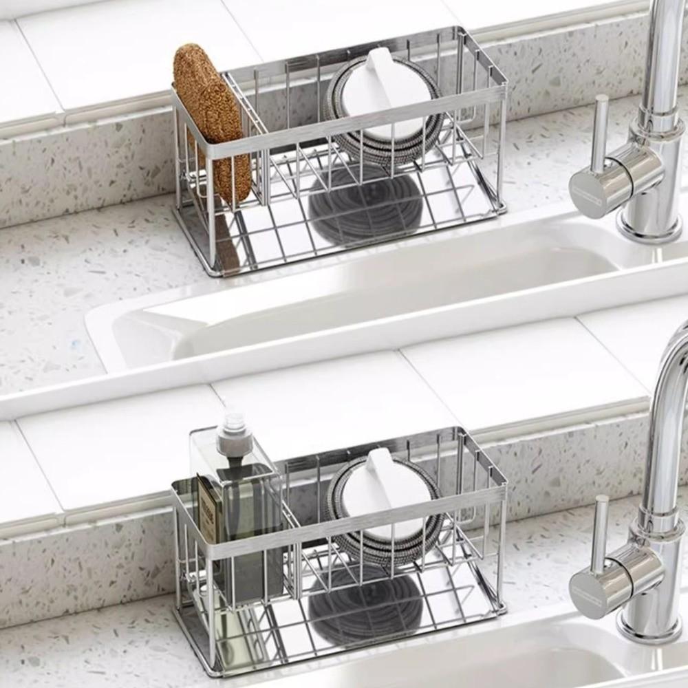 Stainless Steel Sponge Soap Holder Compact Kitchen Sink Organizer  Home